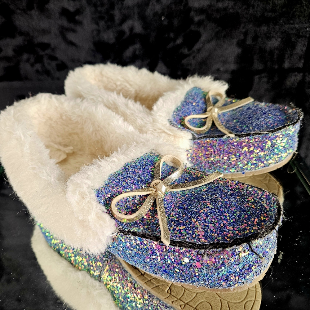Sparkly Multicolor Kids Shoes with Gold Accents